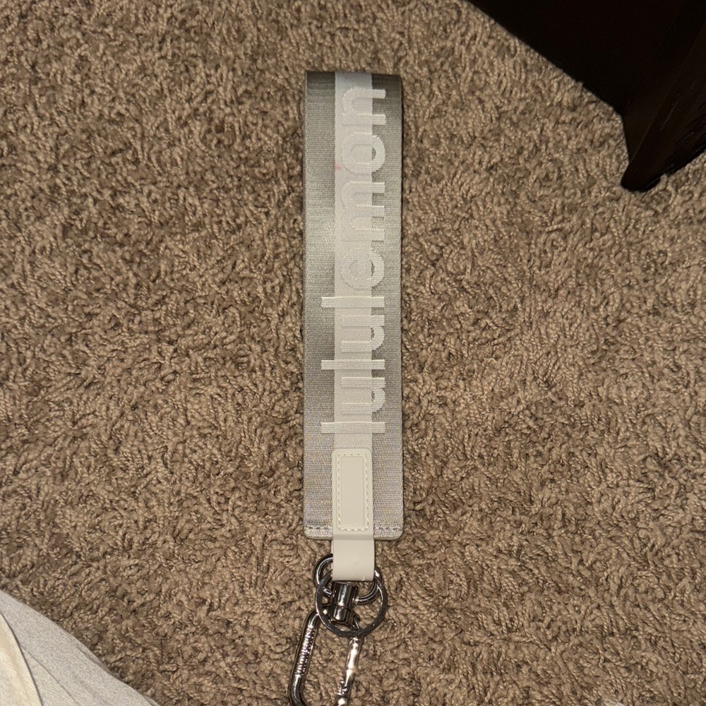 Lululemon Gray and White Keychain